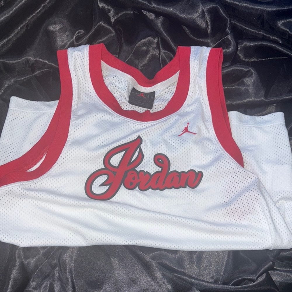 Jordan White and Red Mesh Tank Top Size M